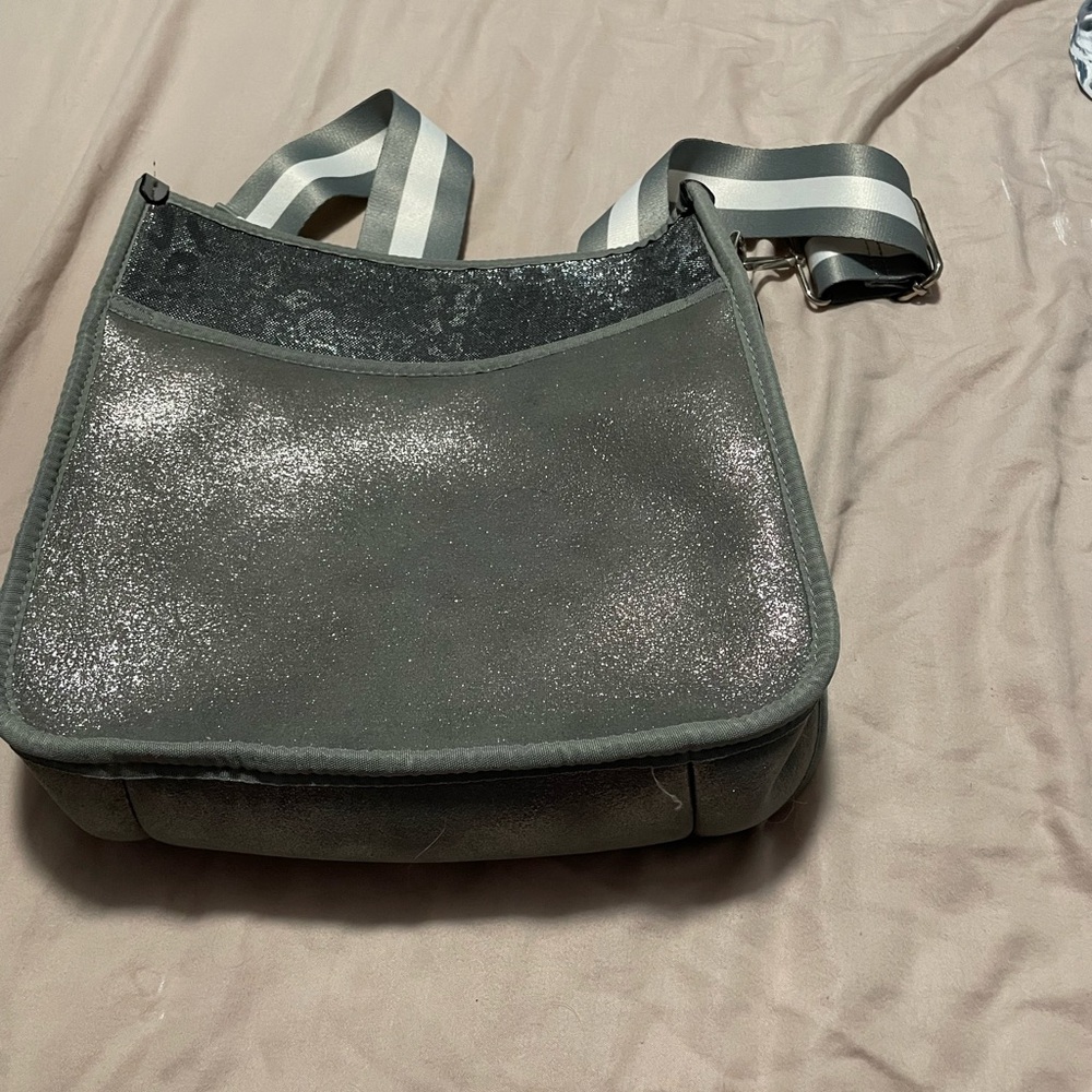 silver glitter leopard crossbody